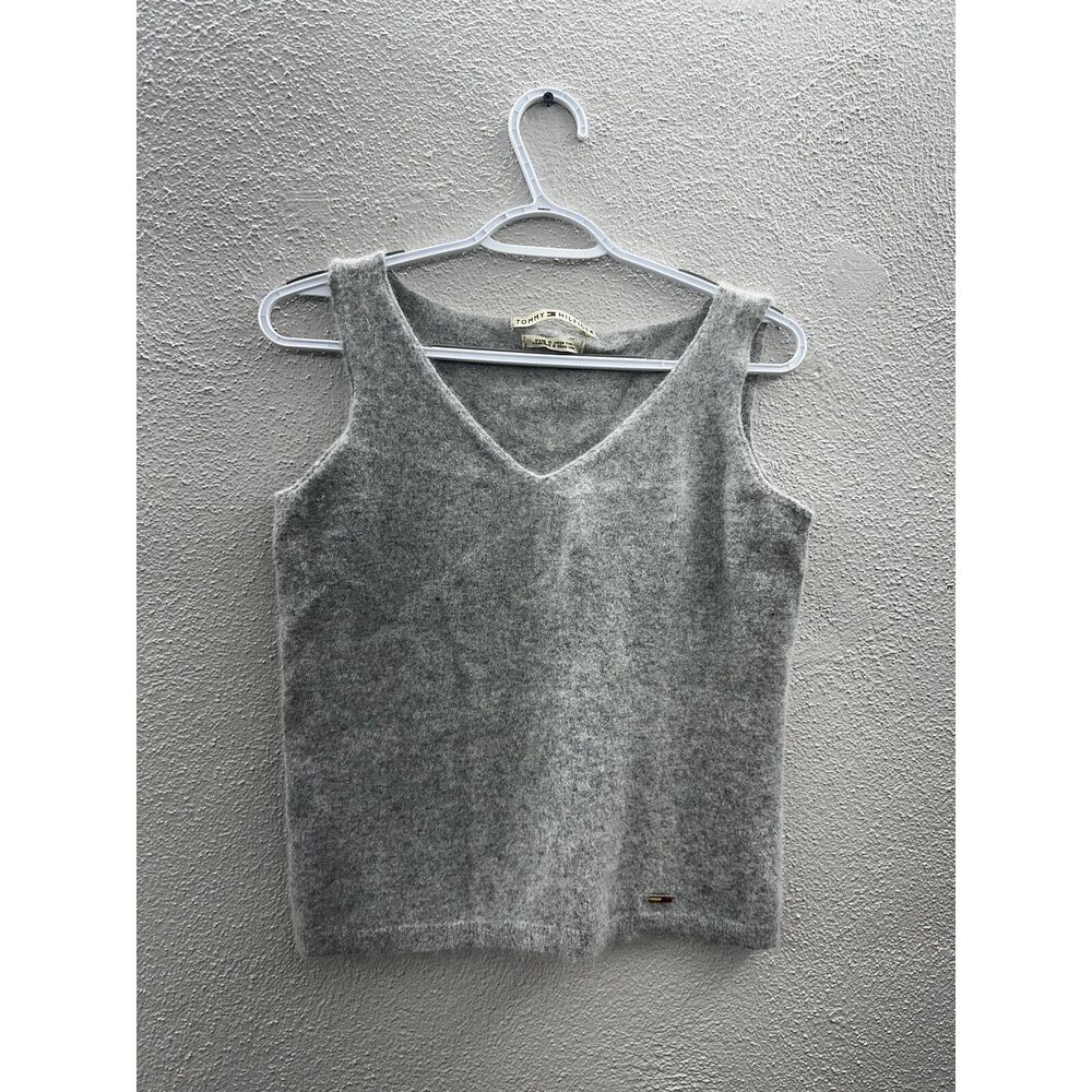 Tommy Hilfiger Womens Tank Size Uknown Gray Wool Like V-Neck Sleeveless